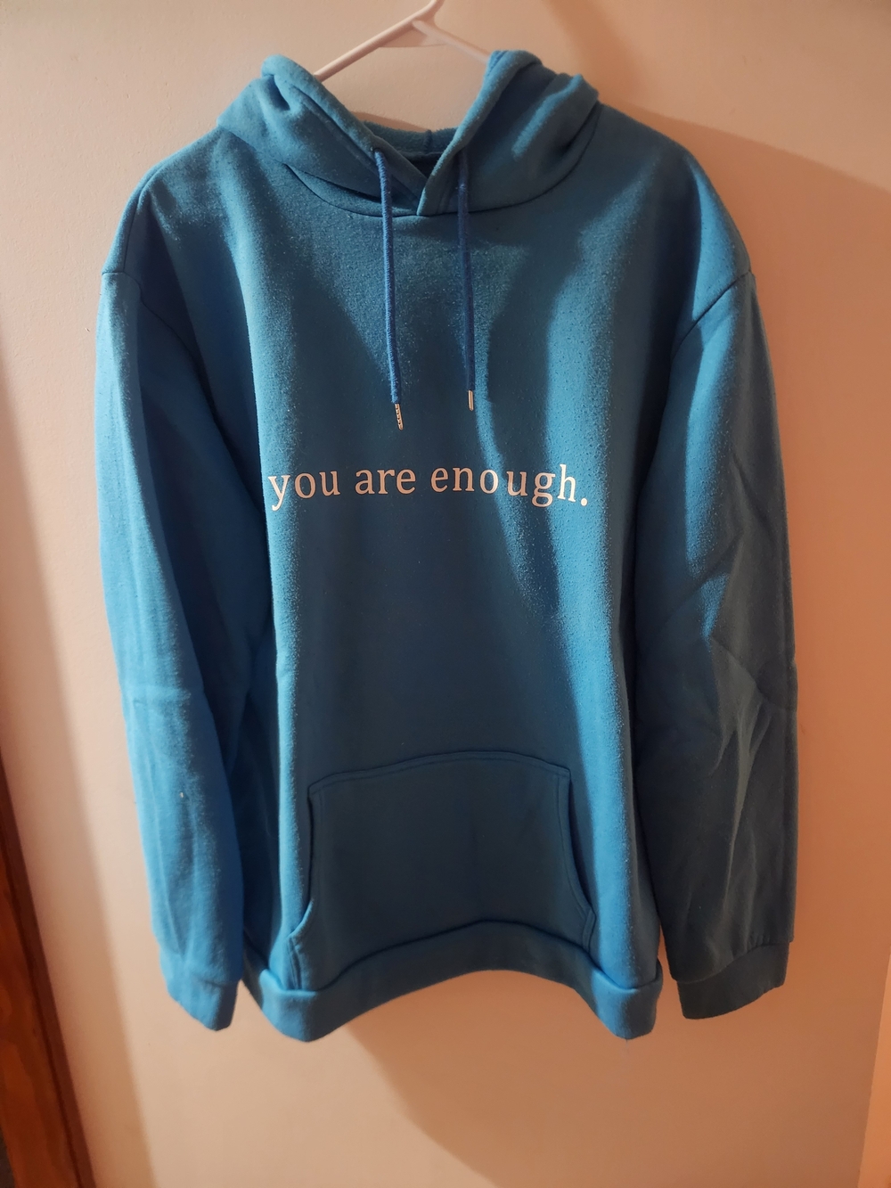 You Are Enough Blue Hoodie Sweatshirt - Women's Motivational Pullover